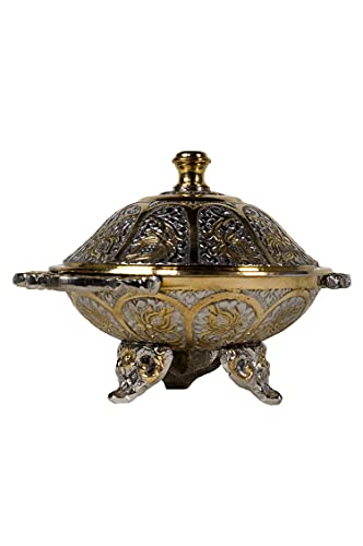 Orientalische Zuckerdosen Dosen Messing Silber & Gold Khasib 14cm | Marokkanische Minzdose Tee Kaffee Dose klein… – Bild 3