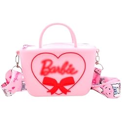 Mochila Maletin Barbie simyron Mochilas Infantiles Dibujos Animados, Bolso Niña con Bandolera, Silicona Anime Correa de Hombro Ajustable Bolsa para Bandolera Unisex Niños Rosa
