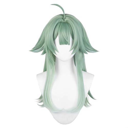 Image of Anime Green Long Wigs with Bangs Women flipped out Wig Jellyfish-Head Adult COS Game Huo Fox Cosplay Wigs Halloween,Christmas,Comic con,Game Show,Party