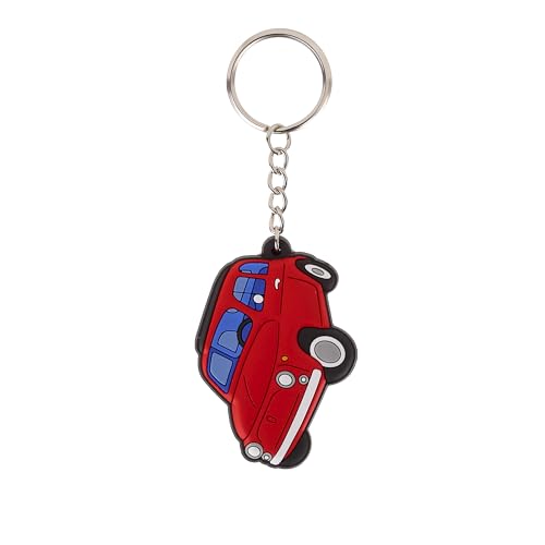 Puckator Llavero de PVC rojo Fiat 500 – Regalos para el Día de la Madre – Llaveros geniales llaveros de clip – Divertidos accesorios para hombre y mujer – Baratija, rosso, M