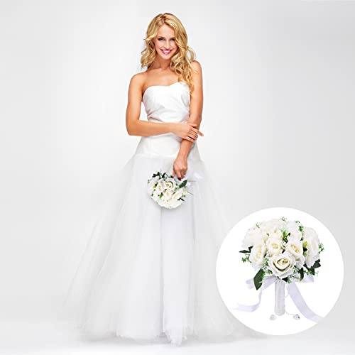 Ramo de flores artificiales para bodas románticas de estilo coreano y pulsera de novia blanca 7