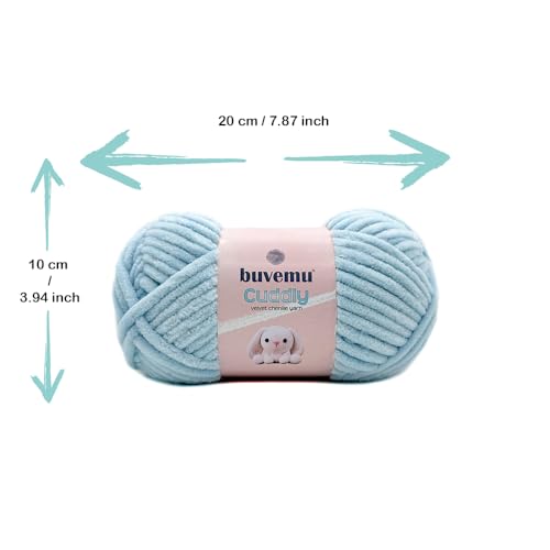 Image of Cuddly Velvet Chenille Yarn, Super Soft Fluffy Bulky for Knitting Crocheting Blanket Amigurumi, Durable for Shedding, 100 Gram (3.53 Ounces) 109 Yards (100 Meters) (Baby Blue) (3 Skeins)