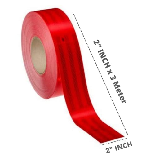 Image of Woniry High Intensity Reflective Warning Retro Conspicuity Tape Sticker 2 Inch X 3 Meter (Red)