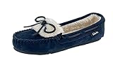 Clarks Holly Folded Tongue Moccasin Slipper Indoor Outdoor House Slippers Navy (9, Navy)