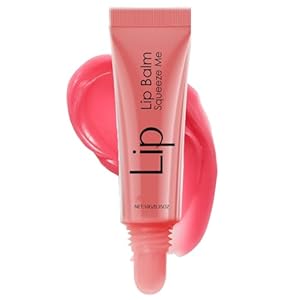 Squeeze Me Natural Lip Balm – Strawberry Lip Moisturiser with Vitamin E,Hyaluronic Acid – Tinted Lip Balm for Long-Lasting Shine & Colour – Lip Care Balm for Dry Cracked Lips