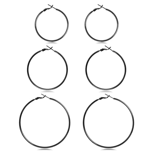 Image of DAILY VIBES Simple Big Thin Hoop Earrings for Women Trendy, 3 Pairs | 925 Sterling Silver Post Large Hoops, 14K Gold or Silver Plated Loop, Hypoallergenic Hoop Earrings Set
