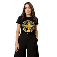 Blusa T-Shirt Medalha De São Bento Preta (BR, Alfa, P, Regular, Preto)