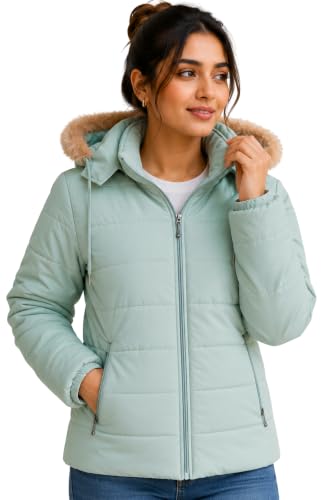 Image of SANE ORIGINALS Winter Jacket for Women with Detatchable Hoodie Cap || Lightweight Full Zipper Regular Fit Warm Jacket for Ladies