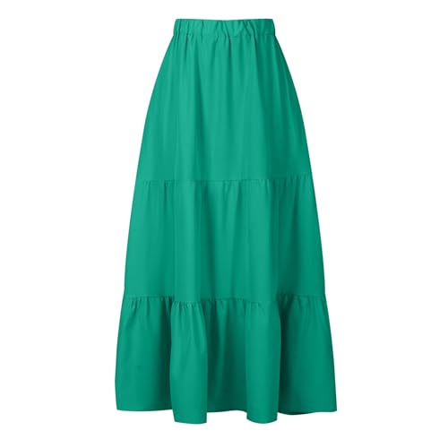 Skirts for Women Midi Length Casual Elastic Waist Pleated A Line Skirt Stretch Flowy Elegant Lounge Comfy Clothes3
