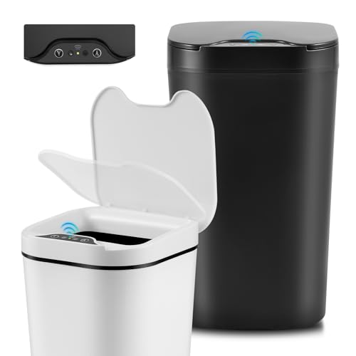 Jradse Cestino con Sensore di Movimento, 2pcs 12L Bidone Automatico per Bagno con Coperchio Cestino Spazzatura Intelligente Senza Contatto per Camera Letto Bagno Toilette Cucina Ufficio