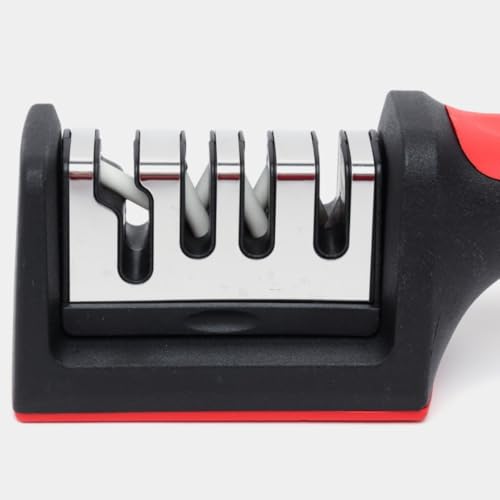 Afiador e Amolador de Facas Manual 4 em 1 para Cozinha Profissional Afiar com Segurança Faca e Tesou