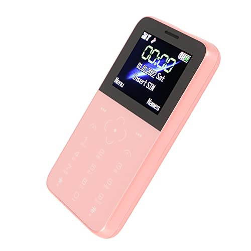Mini Teléfono con Tarjeta de 1,5 Pulgadas, Teléfono Móvil con Llamadas 3G GSM con Cámara de 5 MP, SIM Dual, Batería de 800 MAh, Carga Micro USB, Teléfono Móvil de Respaldo Pequeño (Rosa)