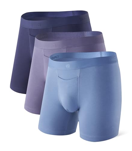 DAVID ARCHY Mens Underwear Cotton Boxer Briefs with Pouch Ultra Moisture Wicking Breathable Soft with Horizontal Fly 3 Pack