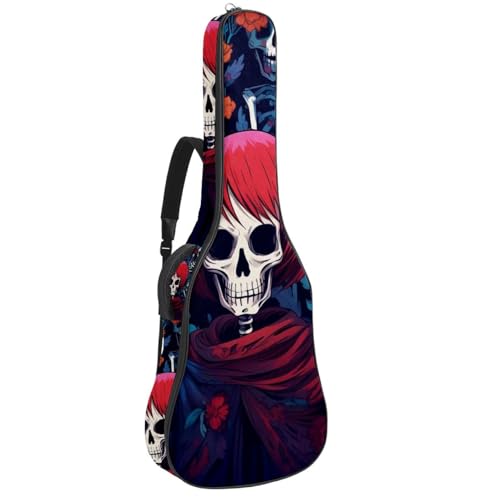 Sac pour guitare acoustique imprimé squelette avec bandoulière et crochet