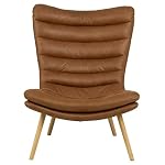 AC Design Furniture Grady Loungestuhl in Braun, Polsterstuhl in Lederoptik und Holzbeinen, Ohrensessel im Modernen Skandinavischen Retro Stil für Wohnzimmer, Schlafzimmer, Büro – Bild 4