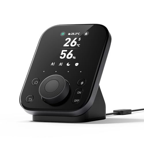Image of SwitchBot Hub 3 (3rd Gen), Smart Home Hub with 2.4 inch IPS Screen & Knob Control, WiFi Thermometer Hygrometer, IR Remote (Matter /Bluetooth 200m), Alexa /Google /Apple Home Compatible, Gray