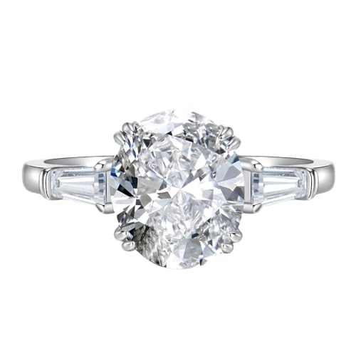Bague ovale en argent sterling S925 avec zircone cubique 5A prestige 5 carats