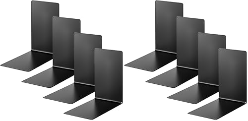 Alco-Albert 4301-11-4 - Serre-Livres en métal, 4 pièces, Noir, 14 x 14 x 8,5 cm, pour l'école, Le Bureau et la Maison (Lot de 2)