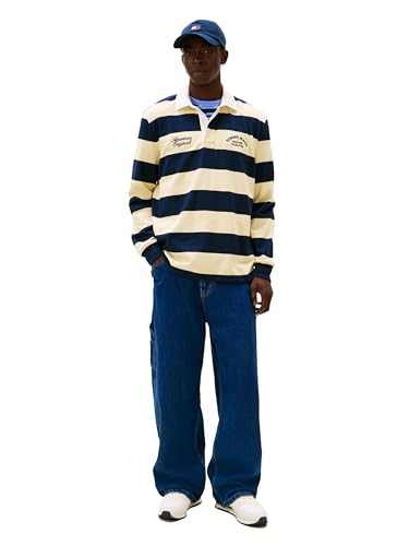 Tommy Jeans Camiseta Polo Rugby Ligera para Hombre con Logo Bordado a Rayas miniatura 3