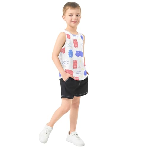 J JOYSAY Cartoon Hippo Cloud White Boys Tank Top Sleeveless Muscle Shirts Quick Dry Kids T-Shirts 3-15T4