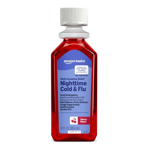 25% coupon - Amazon Night Time Cold & Flu Liquid, Cherry, 12oz