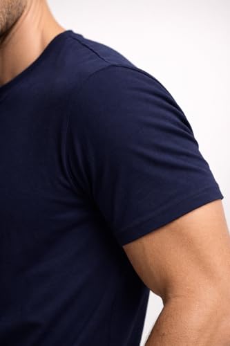 Image of Mens T Shirt Premium Cotton Slim Fit Crew Neck Short Sleeve Casual Basic Tee Soft Breathable Everyday Essential