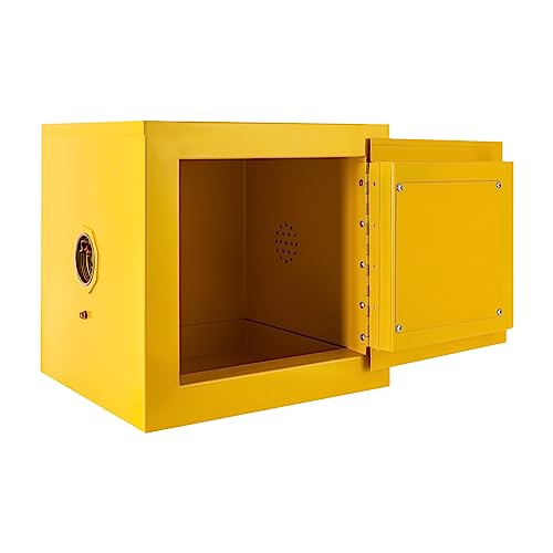 2 Gallon Flammable Storage Cabinet, Hazardous Material Storage Cabinet, 13 * 13 * 13 Inches Dangerous Goods Storage Cabinet, Yellow Flammable Storage Cabinet, Fireproof Cabinet for Industrial, Home