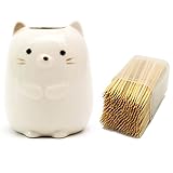 GARASANI Mini Ceramic Toothbrush, Toothpick Holder Cartoon Animal Tooth Brush Stand Kids Toothbrushes Storage Rack Toothpick Approx 350 (White cat)