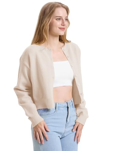 Image of Balimtoy Women's Cropped Cardigan Sweaters Long Sleeve Button Down Sweaters Knit Cardigan Cute Y2k Open Front Crop Top