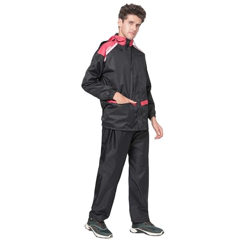 Image of Citizen Hooded Raincoat for Men Women Waterproof for Bike Riders Dobby Fabric Lightweight Stylish Sealed Hood, Large Pockets, Heavy-Duty Zippers Rainwear with Carry Pouch-CR017