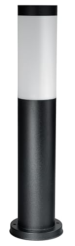 JungesLicht - Außenlampe Edelstahl 45cm, Ø75mm, E27 Fassung/Sockel, IP44 Wetterfest, 230Volt Aussenleuchte, integrierte Kabelbox, Pollerleuchte,...
