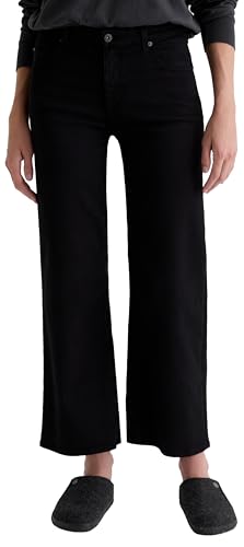 AG Adriano Goldschmied Women's Saige Mid Rise Wide Leg Crop in Super Black2