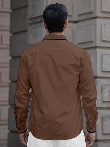 Image of Shirt for Men Casual Shirt,Solid Cotton,Plain Full Sleeve, Regular Fit,Everyday Fashion Wear