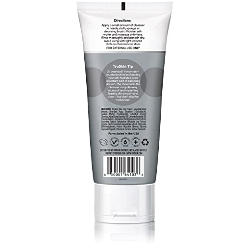 TruSkin Charcoal Cleanser – Facial Cleanser with Activated Charcoal, Reishi Mushroom and Ylang Ylang Blossom – Skin Care Made to Balance, Detoxify, and Cleanse Deeply for Overall Skin Health, 4 fl oz - Thumbnail 2