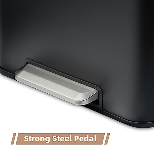 Caneca de basura rectangular con doble compartimento 30L negra miniatura 6