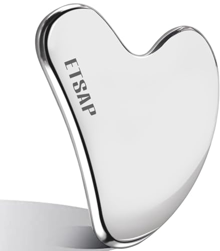 Image of Premium Stainless Steel Gua Sha,Metal Gua Sha Facial Tool. Firm Face Muscles, Reduce Puffiness, Facial Tension, Helps Lymphatic Drainage. GuaSha Beauty Tool for Body Neck Eyes (Heart Shape) (SS GUA SHA 85 GRM)