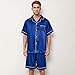Men's Satin Pajama Set Short Sleeve Silky Pajama scanties Button Down Sleepwear Multicolor Silkyy Men's Pajama Set(blue-M)