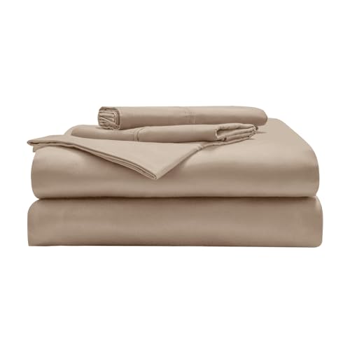 Miracle Made® Cotton Bed Sheets – 4 Piece Silver Infused, 300-Thread-Count Thermoregulating Miracle Clean & Cool ™ Sheet Set (Sand, King)