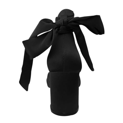 XYD Women Satin Block Heel Dress Sandals Bowknot Open Toe Ankle Strap Tie-up Pumps Dating Wedding Summer Shoes3