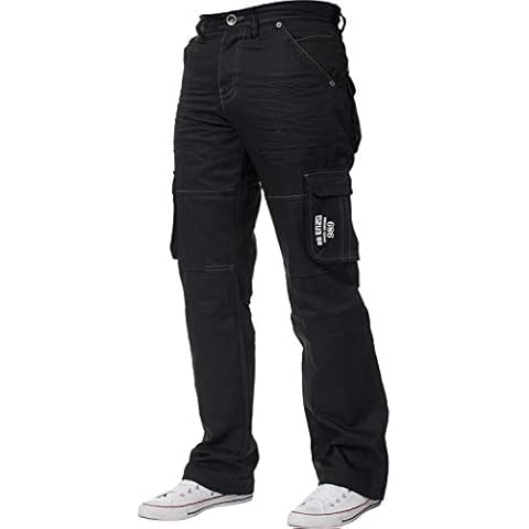 ENZO Men's Loose Cargo Combat Jeans Cover
