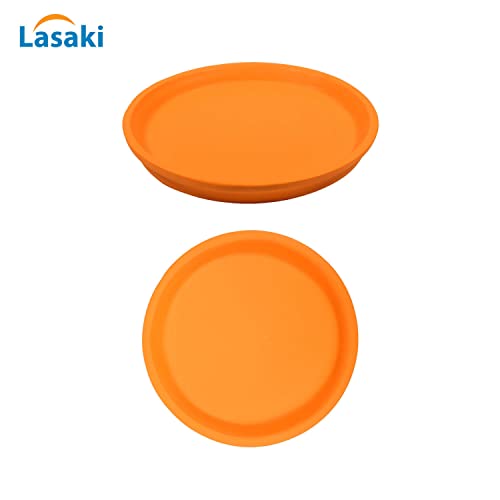 Image of Lasaki Round Ceramic Trays (Plates Saucers) for Pots, planters, Flower, Succulent(Set of 2,Lily,4 inch) R4(Plants not Included)