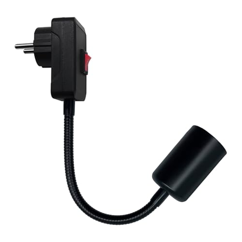 LAKONEI Lampara Enchufe Portalámparas E26 E27 con Interruptor y Europeo Enchufe, Flexible Extensión Rotación de 360° Lampara de Enchufe, Adaptador de Extensión de Enchufe Brazo (Sin Bombillas)