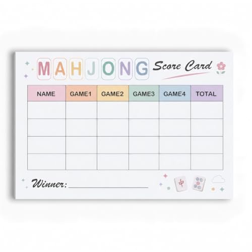 Teravon American Mahjong Score Cards for Game Nights, 50 Tear-Off