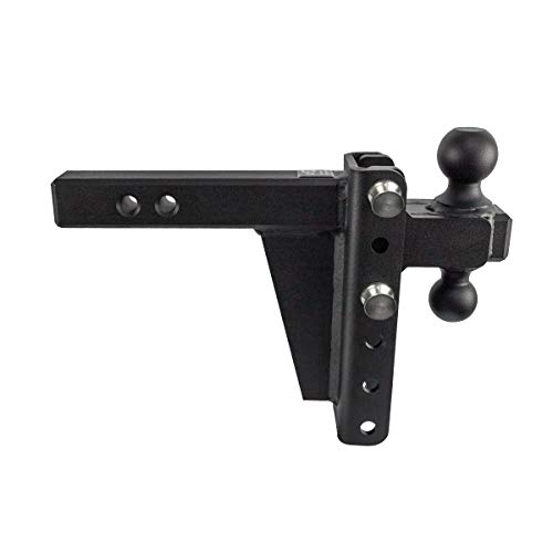 Bulletproof Hitches 2.0" Adjustable Heavy Duty (22,000Lb Rating) 8" Drop/Rise Trailer Hitch With 2" And 2 5/16" Dual Ball (Black Textured Powder Coat, Solid Steel) #TOP3