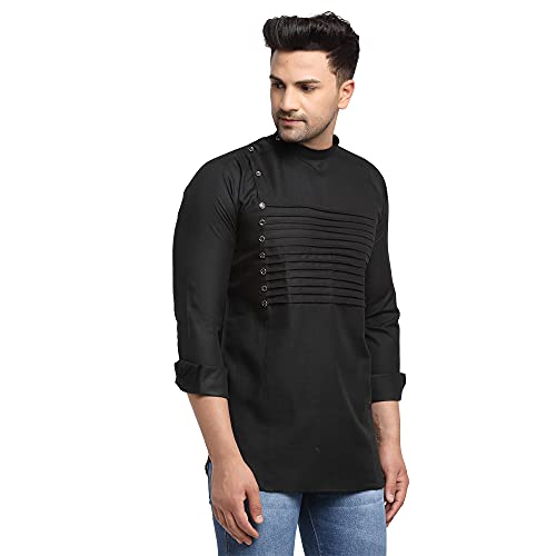 Image of SAIFOO Men's Rich Cotton Blind Short Kurta
