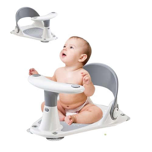 Image of Baby Bath Seat with Water Thermometer for Infants Baby Bathing, Non-Slip Baby Bathtub Seat, Portable Foldable Baby Bath Tub Seat for Infant Toddler 6-36 Months (Grey)