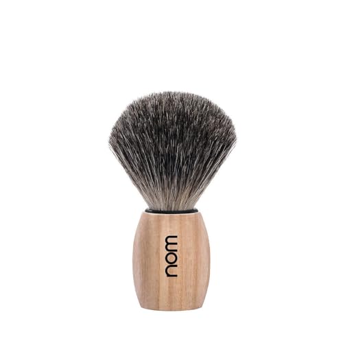 NOM OLE Shaving Brush | Pure Badger Shave Brush for Shaving soaps and creams | Exfoliating Shaving Brush | Pure Spruce handle image 5