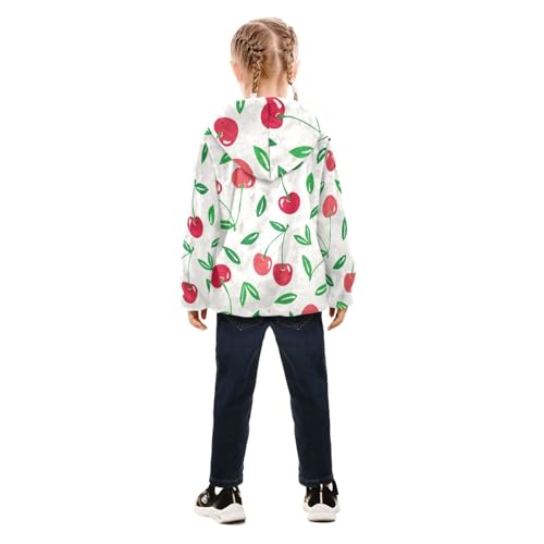 OTVEE Red Cherry Fruits Kids Hoodie Jacket Fall Spring Full Zip Warm Outwear Coat4