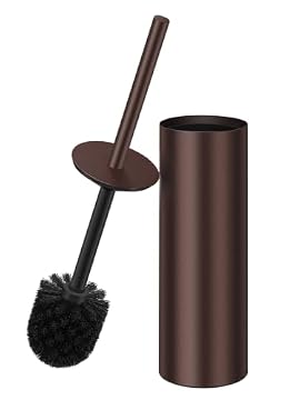 Toilet Brush and Holder Set, Heavy Duty Stainless Steel Toilet Bowl Brush for Deep Cleaning, Removable Inner Bowl with Splash Protection, Dense Bristles, Modern Bathroom Decor