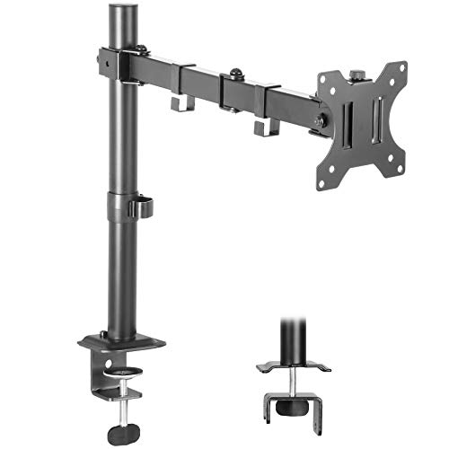 IMLIB Monitor Desk Mount, Fully Adjustable LCD Single Monitor Mount Fits 13 to 32 Computer Screens, Extended Arm Extends Up to 16.4, with C-Clamp and Grommet Base, VESA 75x75/100x100